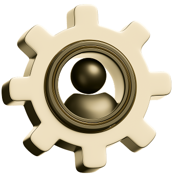 Golden gear representing manufacturing efficiency