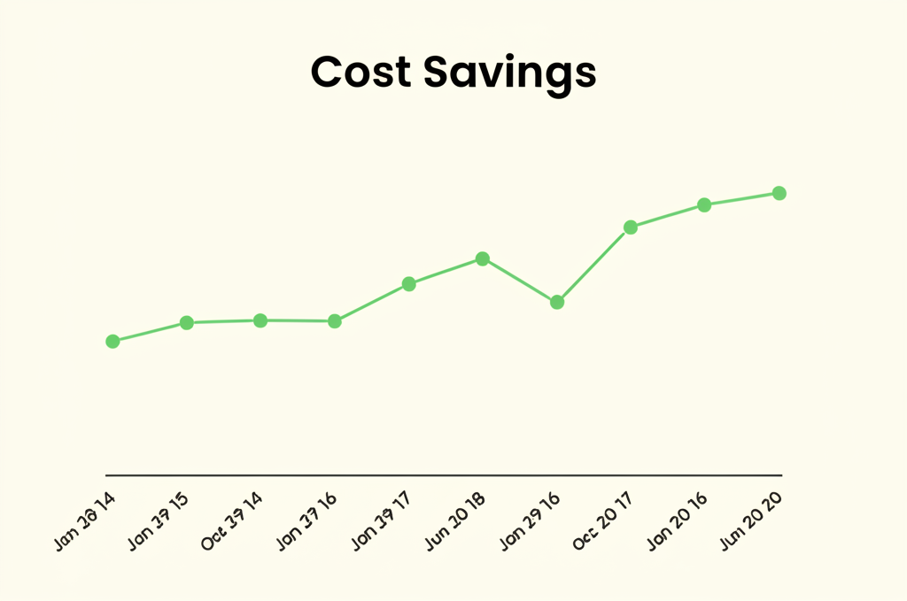 Cost savings chart across different manufacturing areas