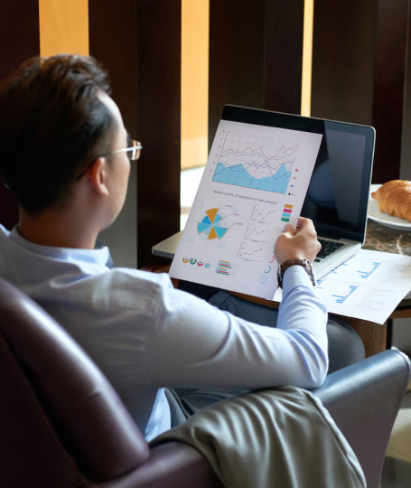 Financial professional analyzing working capital data